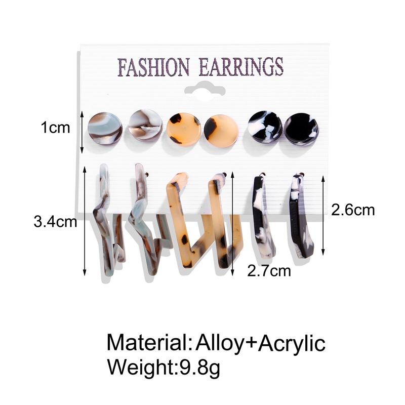 Fashion Geometric Star Arylic Alloy Plating Ear Studs 6 Pairs