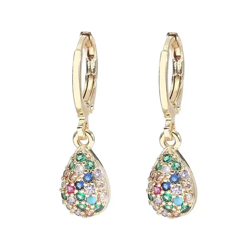 Stone inlay, long zirconium, earrings, European style, Aliexpress, 18 carat, mid-length
