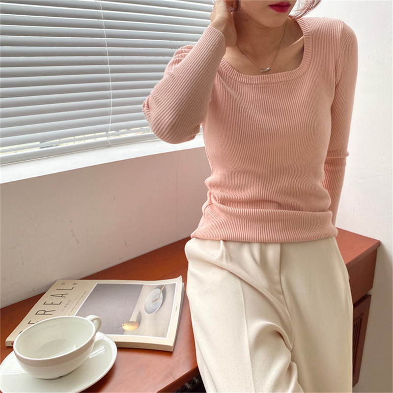 Round Neck Sweater for Women 2026 Autumn Slim Fit Elegant Low-Neck Long-Sleeve Short Fitted Inner Knit Top Round Neck Sweater for Women 2026 Autumn Slim Fit Elegant Low-Neck Long-Sleeve Short Fitted Inner Knit Top