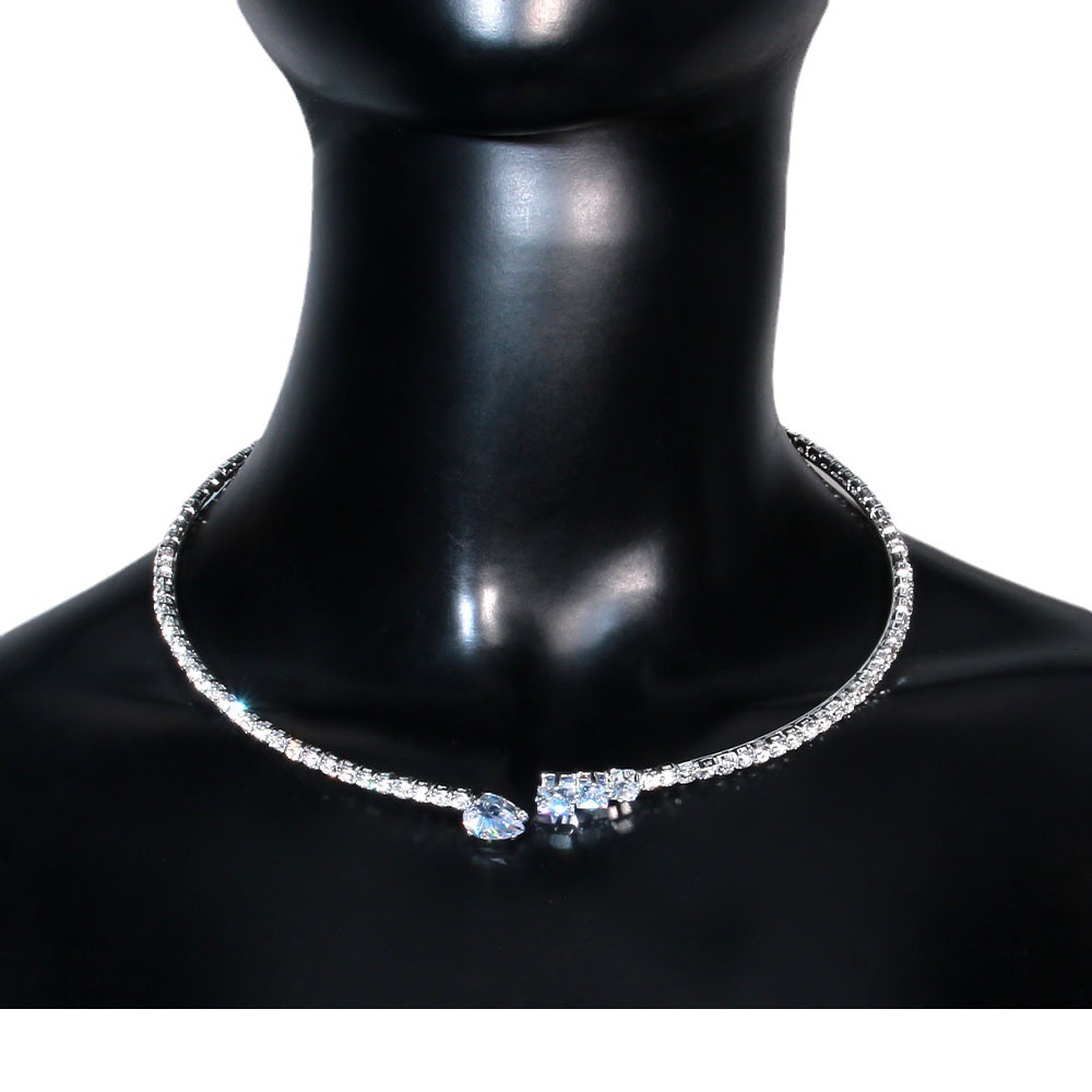 Collar de circón de moda transfronterizo europeo y americano simple luz de lujo en forma de gota Cadena de clavícula completa Joyería de diamantes gargantilla
