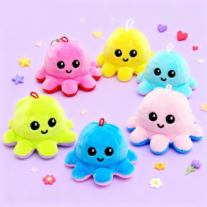 Cross-Border Hit Product Amazon Reversible Octopus Plush Toy Pendant Tiktok Double-Sided