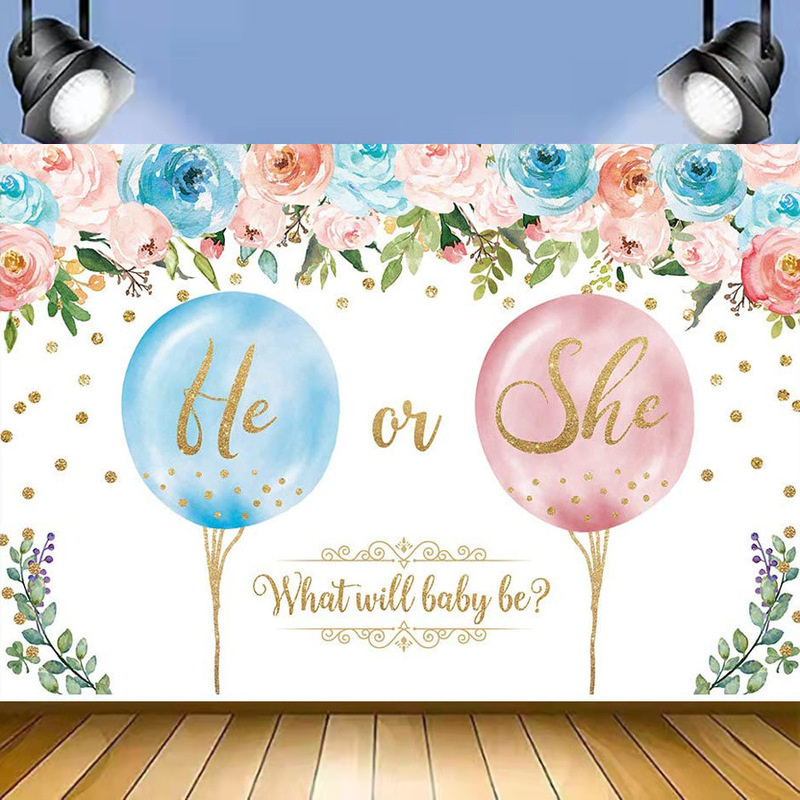 Amazon He or She Newborn Gender Reveal Party Banner Photography Foreign Trade Flower Bath Background Cloth