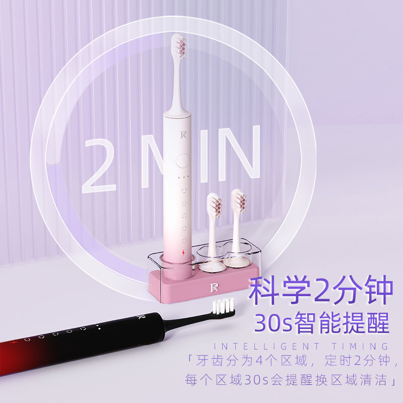 Zr Zerou Sonic Electric Toothbrush Adult Student Party Fully Automatic Rechargeable Soft-Bristled Couple Gift for Men and Women