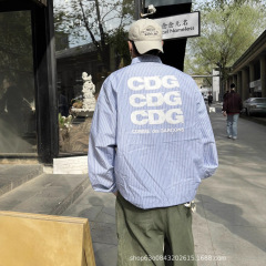 原厂高品质CDG限定款蓝条纹教练夹克外套权志龙同款宽松男女款