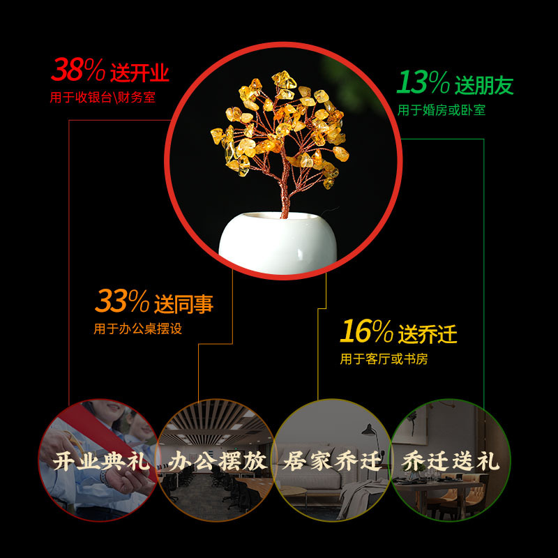 EAO4 감귤 나무 장식품 마스코트 오피스 데스크탑 현금 트리 오프닝 선물