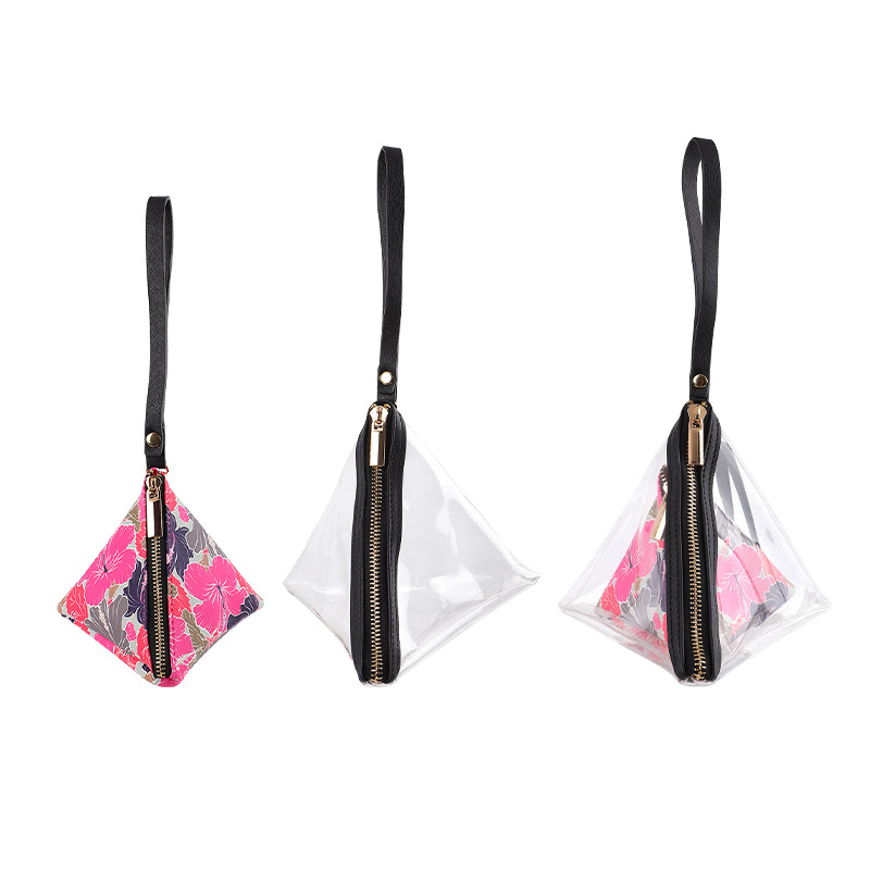 Personalidad creativa retro zongzi monedero PU bolsa triangular bolsa de almacenamiento transparente regalo del Dragon Boat Festival bolsa zongzi mano