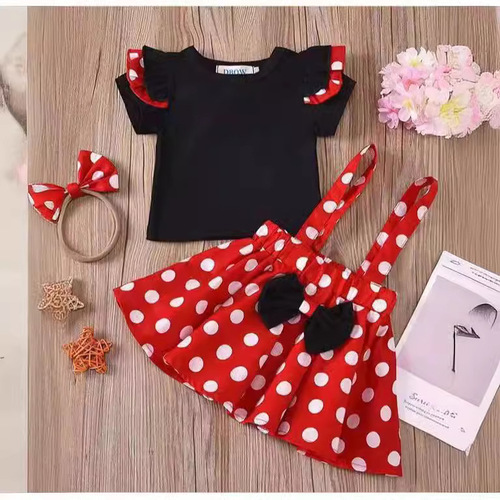 Girls princess dress cute polka dot mesh skirt Christmas girl dress fashionable short skirt three-piece suit