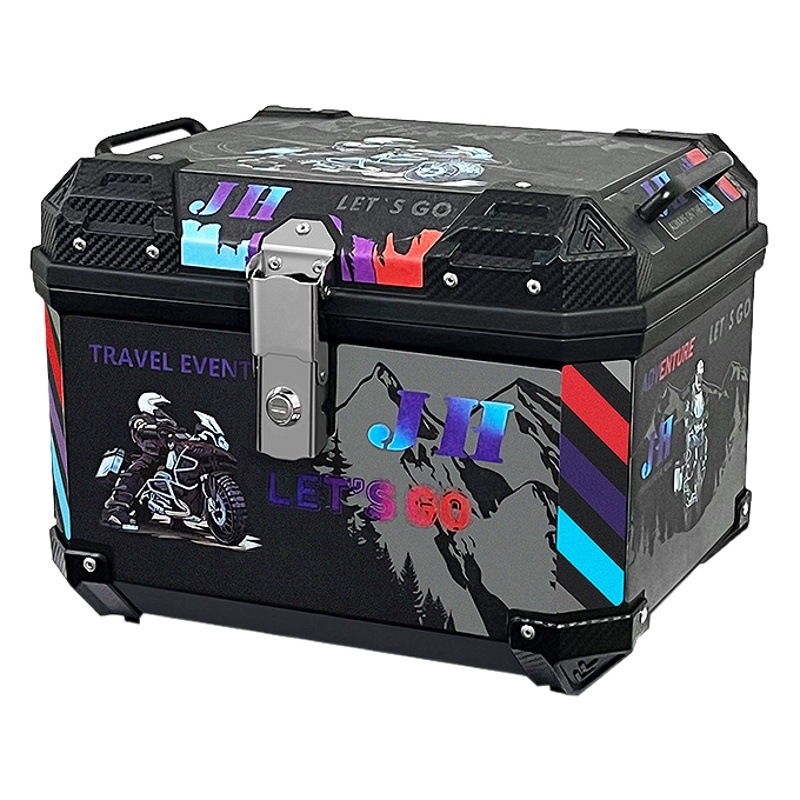 Impermeable resistente al desgaste casco completo PP material motocicleta tronco 45L universal motocicleta batería coche tronco