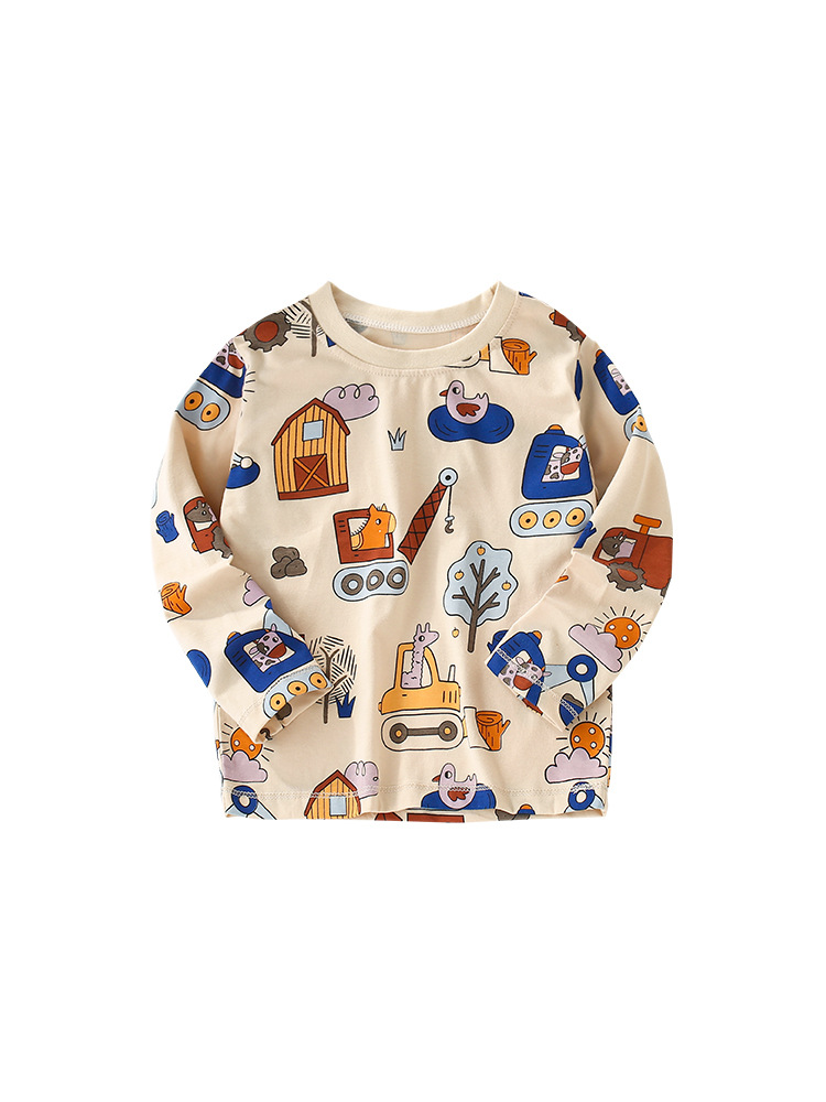 Malwee camiseta de base para niños de otoño nuevo estilo europeo y americano para niños de media edad Casual cuello redondo camiseta de mangas largas para niños
