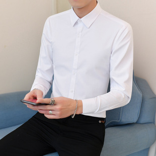 White shirt men's long-sleeved non-ironing black business formal wear slim fit professional work men's wedding bridesmaid suit shirt
