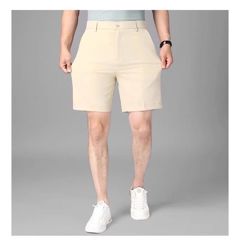 New Solid Color Slim-Fit Men's Summer Fashion Shorts Casual Versatile Mid-Length Pants with a High-End Feel