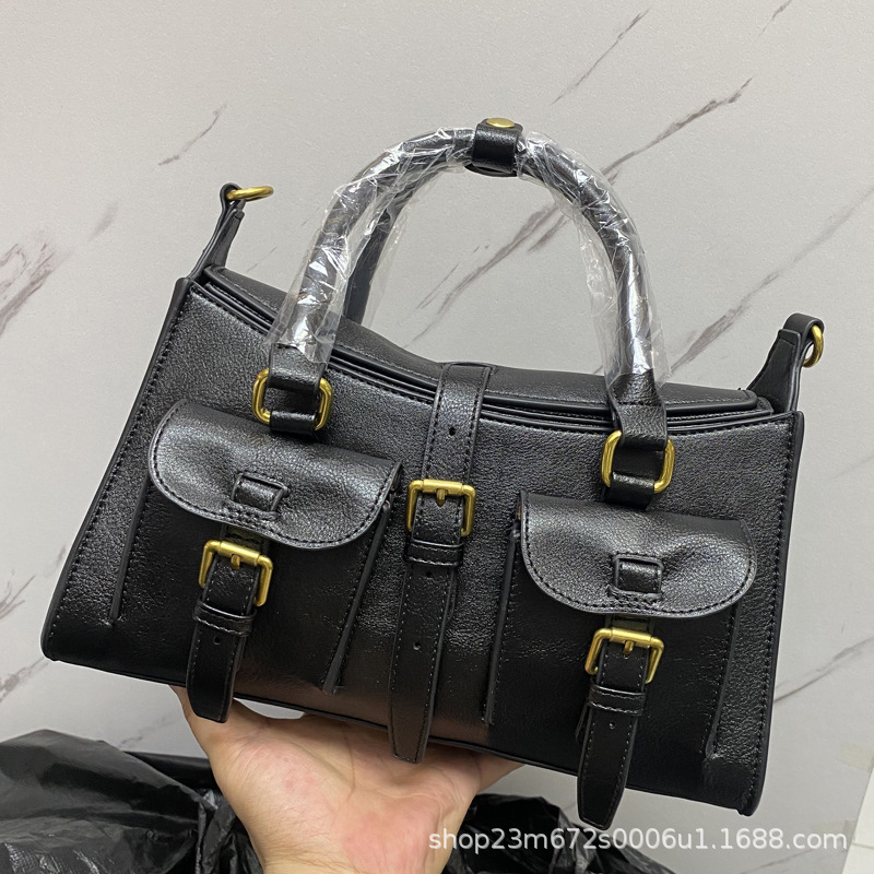 Cross-Border Vintage Messenger Bag with High-Quality Texture, Multiple Pockets, Top Handle, Small Size, Suitable for Hand-Carrying or Shoulder-Slinging