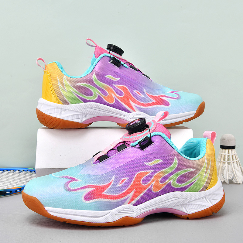 Nuevos zapatos de bádminton infantiles Beacon transfronterizos jóvenes ligeros respirables y amortiguadores botones giratorios zapatos de tenis de mesa
