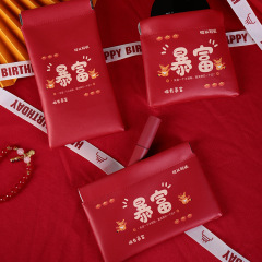 Luxurious and Festive Wealth-Bringing Cosmetic Storage Bag, Portable and Convenient Large Capacity Small Spring-Loaded Organizer Bag