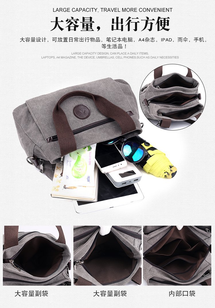 New casual canvas European and American women's single-shoulder bag, solid color trendy women's bag and handbag, cross-border one-piece consignment worldwide undefined