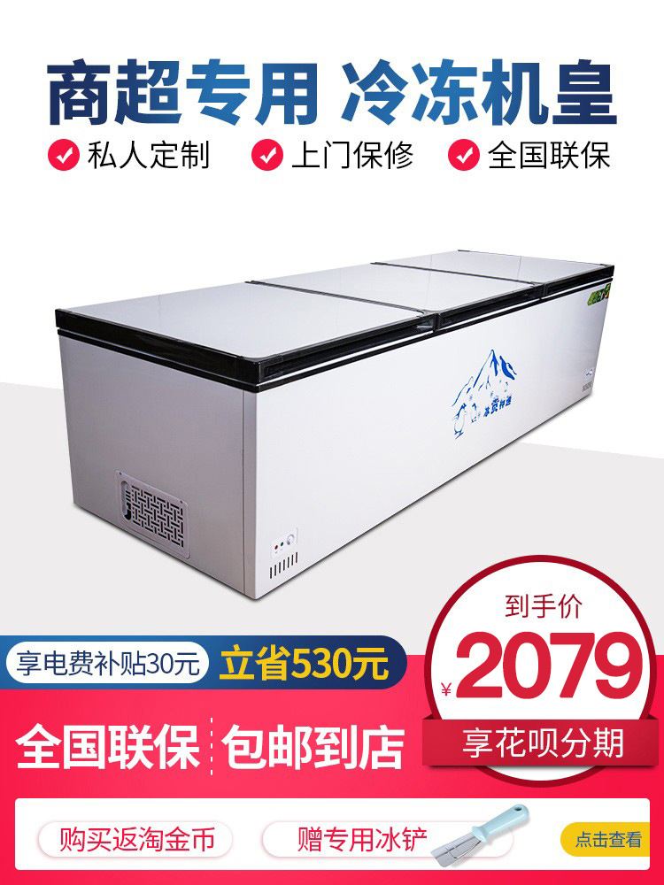 大冰柜商用大容量超大卧式冷藏冷冻冰箱超市速冻单温铜管雪柜静音