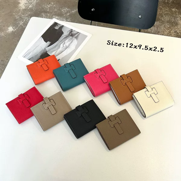 First-Layer Cowhide Wallet Short Style 80% off New Fashion Women's Coin Purse Card Holder Id Card Case Genuine Leather Short Wallet