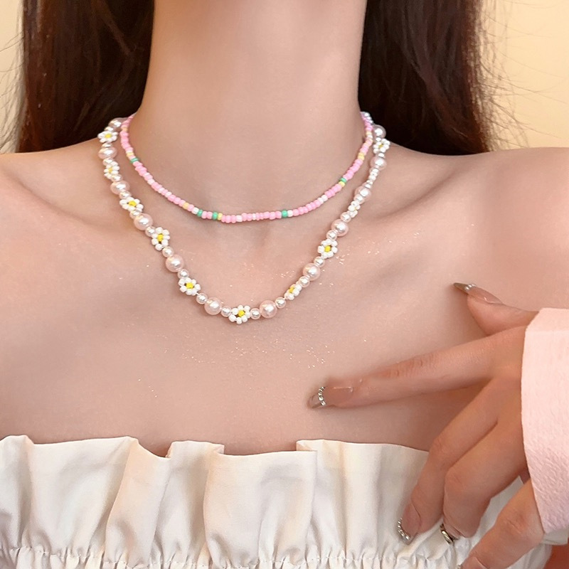 Lady Korean Style Bow Knot Beaded Imitation Pearl Women's Layered Necklaces display picture 2