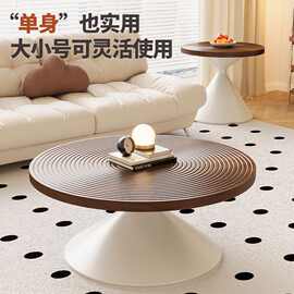 圆形茶几客厅家用小户型轻奢高级感碳素钢茶桌马提尼民宿茶几组合