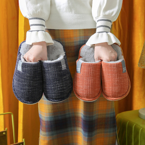 Rui Liya couple cotton slippers for women winter indoor home household soft sole plus velvet to keep warm and non-slip floor mop wholesale
