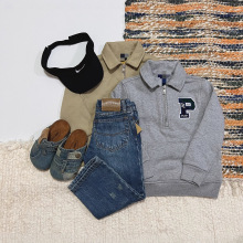 小马翻领加绒儿童卫衣半拉链外套