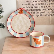 韩国设计手绘生日小狗圣诞陶瓷杯子套装儿童马克水杯可爱伴手礼物
