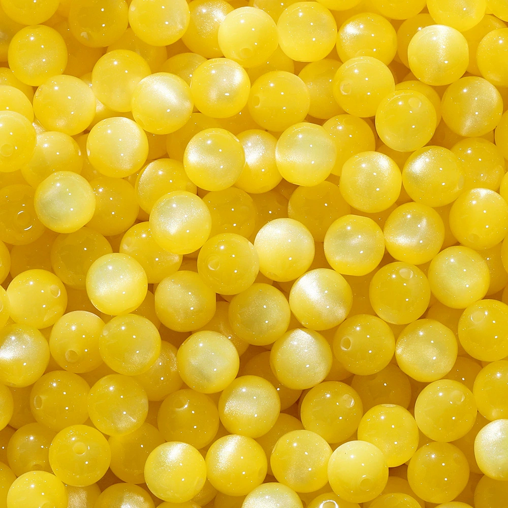 Resin cat's‑eye round beads, 8/10/12 mm, drilled 1.6/1.8/2.0 mm, assorted colors