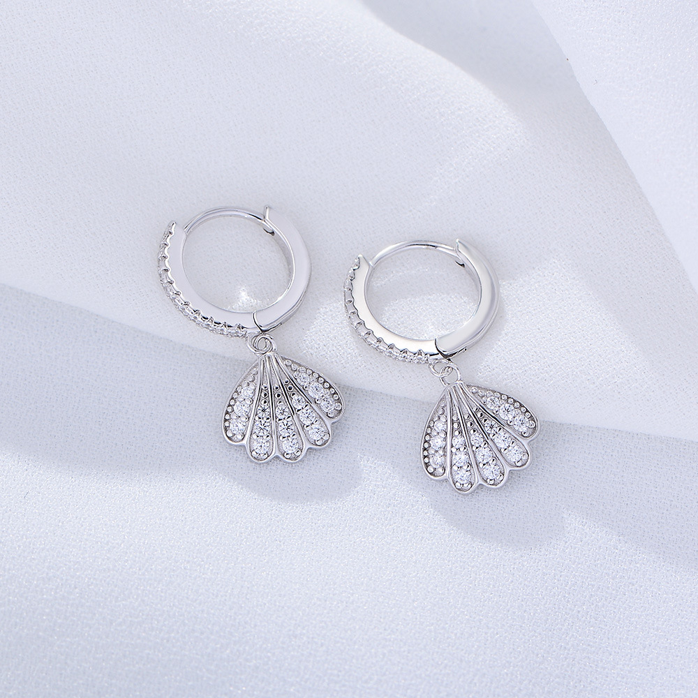 1 Pair Quantity Holiday, Shopping Occasion 1 Pair 925 Sterling Silver Zircon Sector Drop Earrings