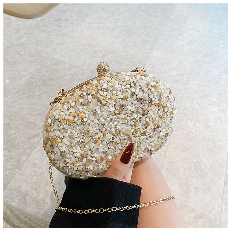 Bolsa de cena de diamantes transfronterizos mayorista de damas bolsa de cena de diamantes oval bolsa de fiesta de lujo bolsa de mano boda