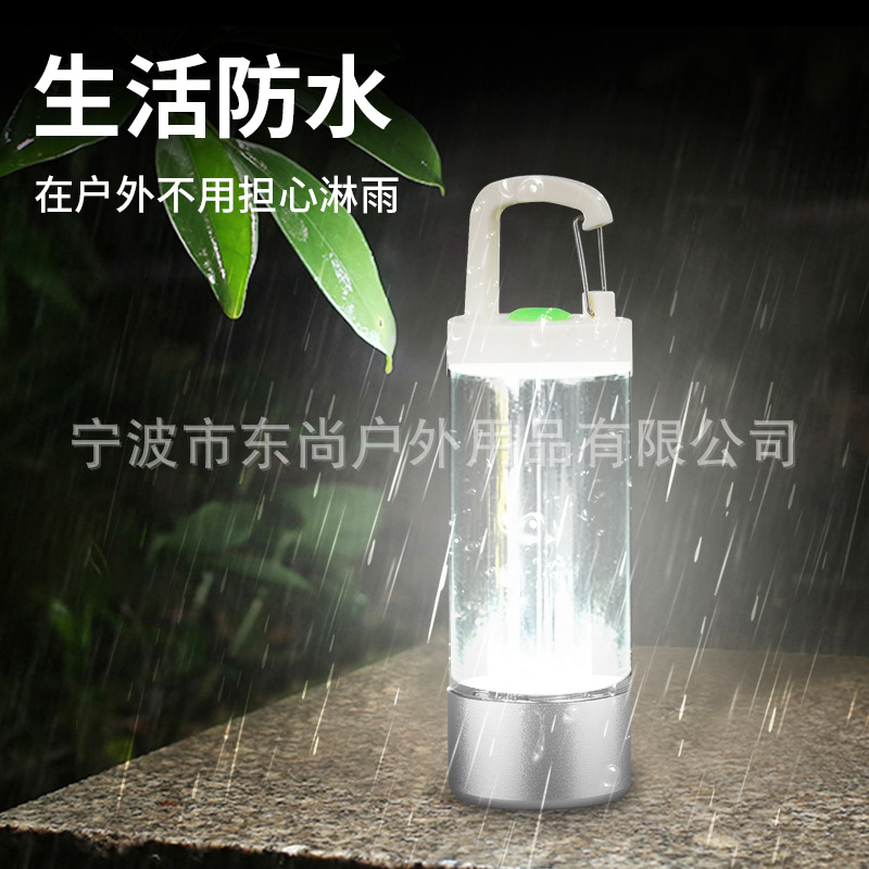 Lámpara de campamento transfronteriza al aire libre impermeable USB carga doble fuente de luz campamento lámpara de tienda de campaña linterna portátil multifuncional