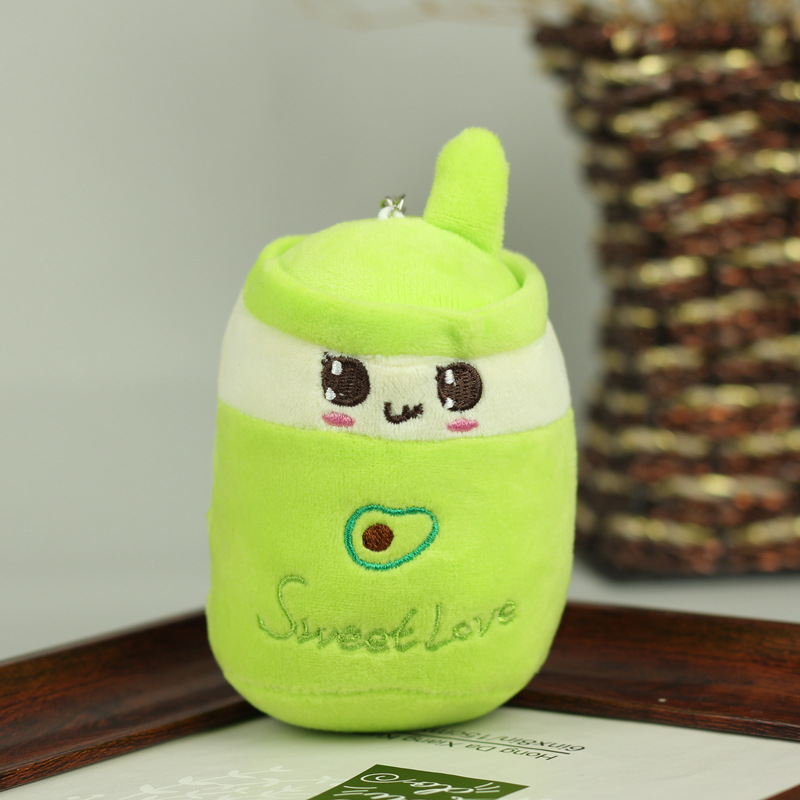 Linda simulación fruta leche taza de té colgante de peluche muñeca de juguete bolsa colgante decoración muñeca llavero grab máquina muñeca
