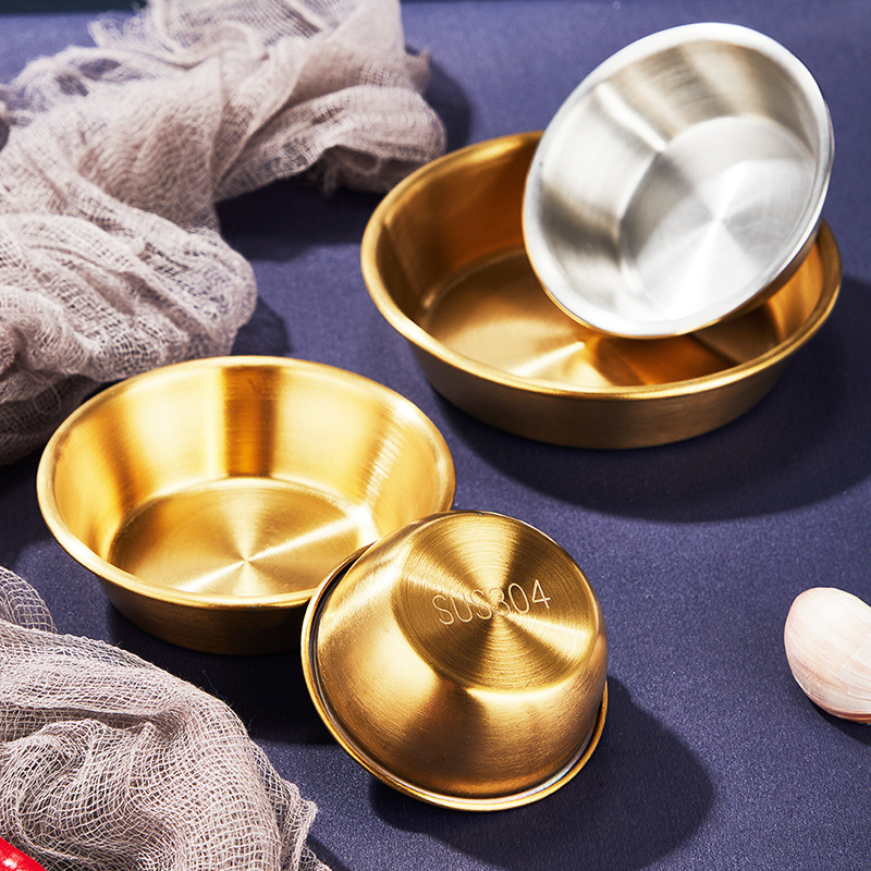 Wholesale Sushi-Style Soy Sauce Dipping Sauce Tray for Hot Pot Skewers, Small Appetizer Dishes, Dipping Bowls, Stainless Steel Sauce Cups for Commercial Use