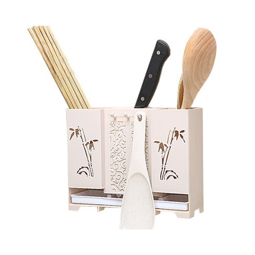 Home Multi-functional Hairy Traceless Wall-mounted Drain Chopstick Pot Chopstick Cylinder Kitchen Chopstick Rack Display Shelf Creative Chopstick Pot
