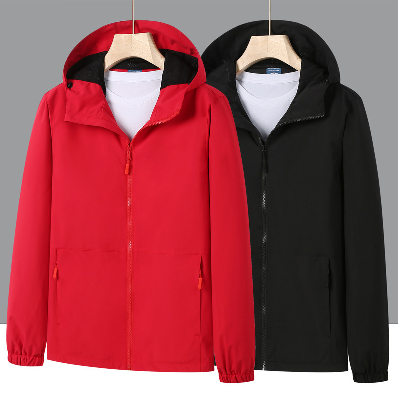 Spring and Autumn Single-Layer Outdoor Jackets for Men and Women, Windbreakers, School Uniforms, Windproof and Waterproof Work Clothes, Mountaineering Team Uniforms with Logo Printing
