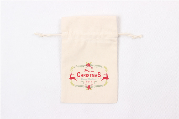 A245 logo printed canvas storage bag with drawstring closure, gift pocket, portable for Christmas packaging gifts undefined