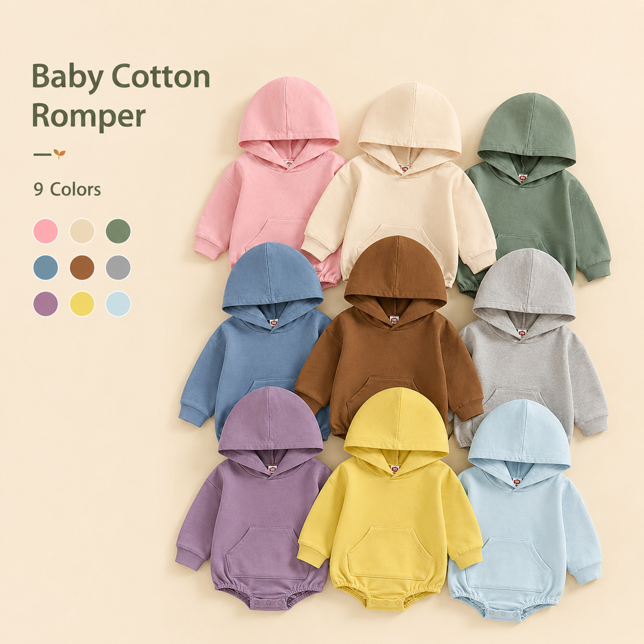 Cross-Border Foreign Trade Baby Spring and Autumn Hooded Romper Newborn Jumpsuit Onesie