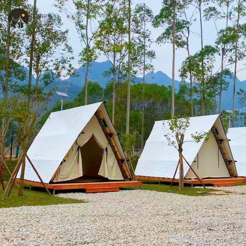Muye al aire libre de lujo ligero campamento alojamiento triángulo tienda de campaña de viaje camping base de madera estructura Hotel Carpa