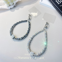 小香風手機鏈赫本風高級感磨砂鑽球鑰匙扣包包鏈diy掛件鑽石鏈條