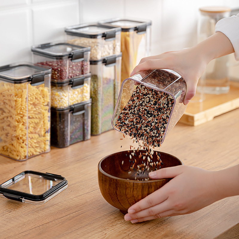 密封瓶食品グレードの透明プラスチック家庭用キッチンスパイス保存瓶ナッツ乾物穀物保存ボックス|undefined
