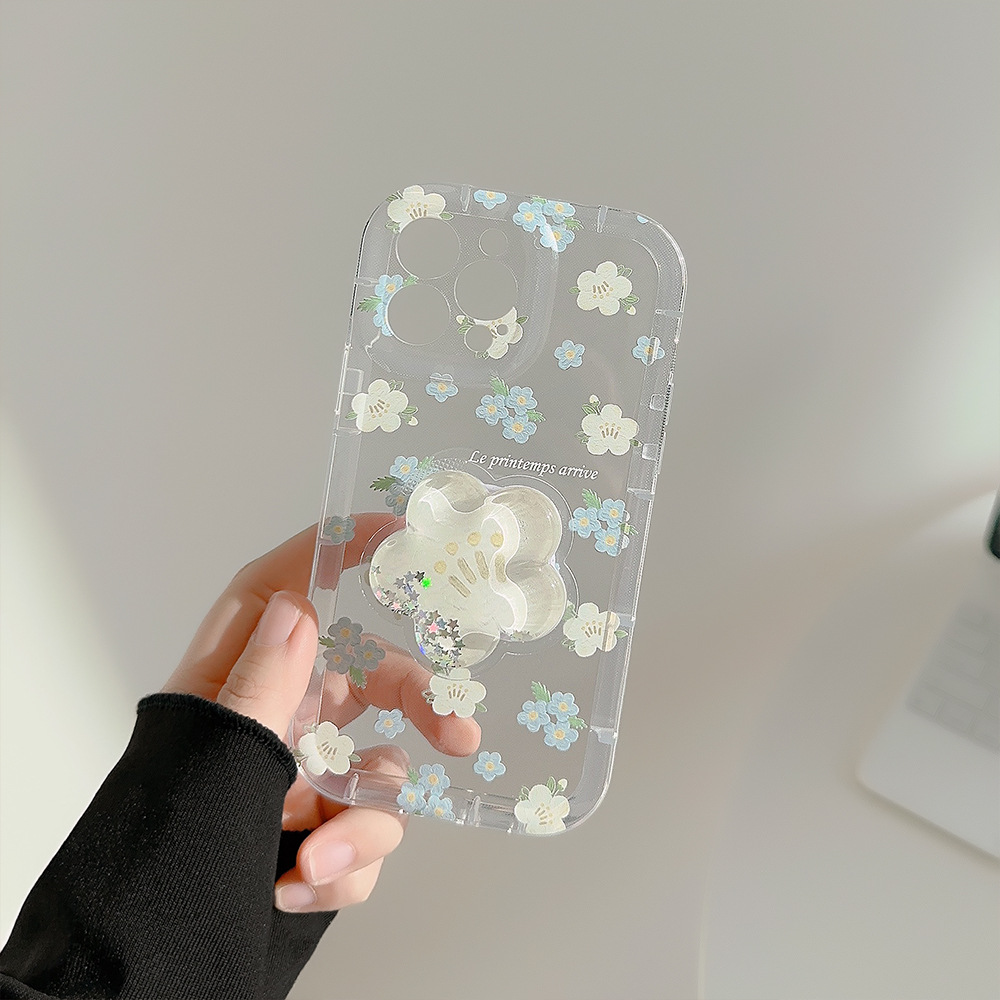 Ins floral 15 Adecuado para iphone16 Apple 14promax funda para teléfono móvil 11 soporte de bolsa de aceite simple 13pro 12
