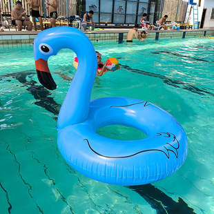 Pvc Adult Flamingo Water Party Seat Summer Blue Lightweight Inflatable Portable Swimming Ring