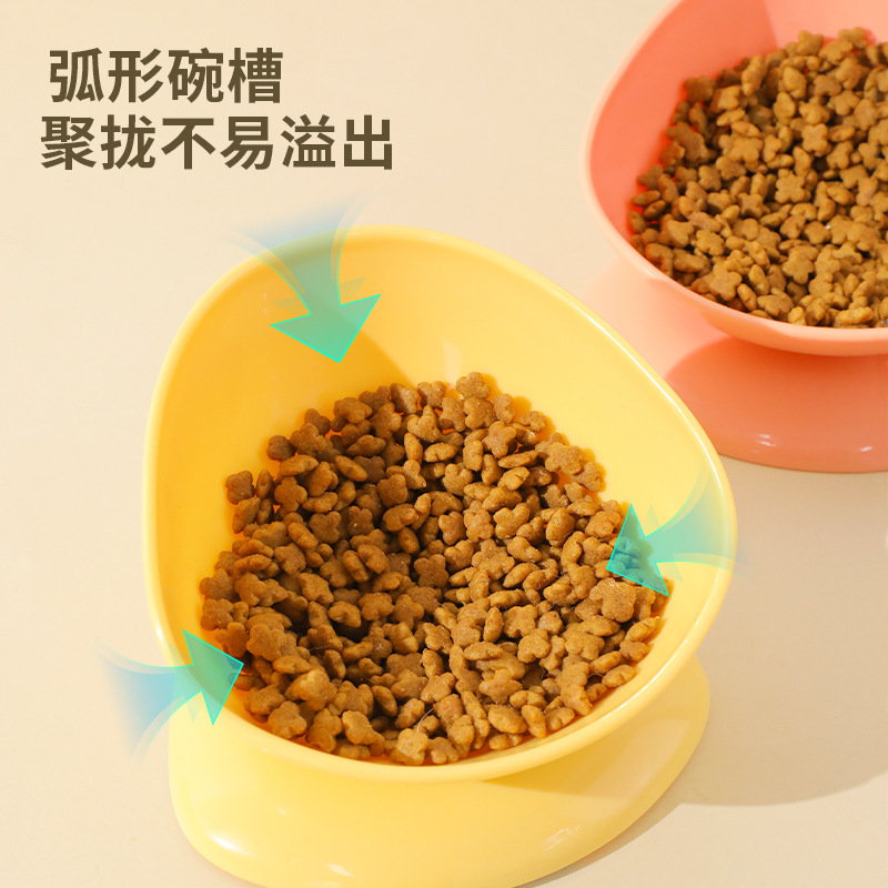 Mascota color sólido de gran diámetro anti-knock gato tazón de cuero Taobao caja original taza de té inclinado único tazón de fuente de mascotas