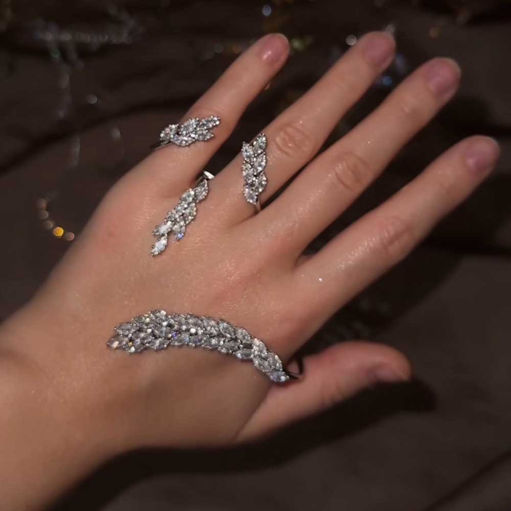 Nueva venta en caliente pulsera de zircón de hoja personalidad abertura ajustable temperamento accesorios pulsera mujer