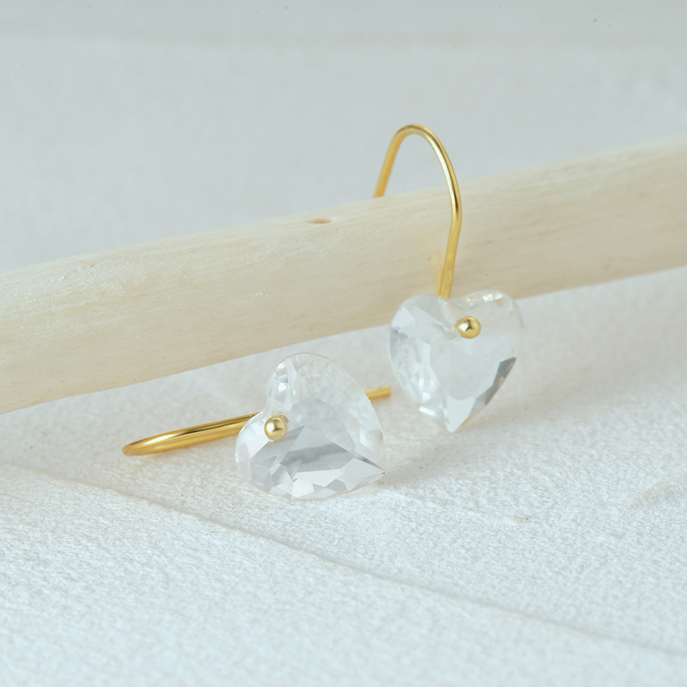 Heart Shape Pattern 1 Pair 925 Sterling Silver Zircon Heart Shape Drop Earrings