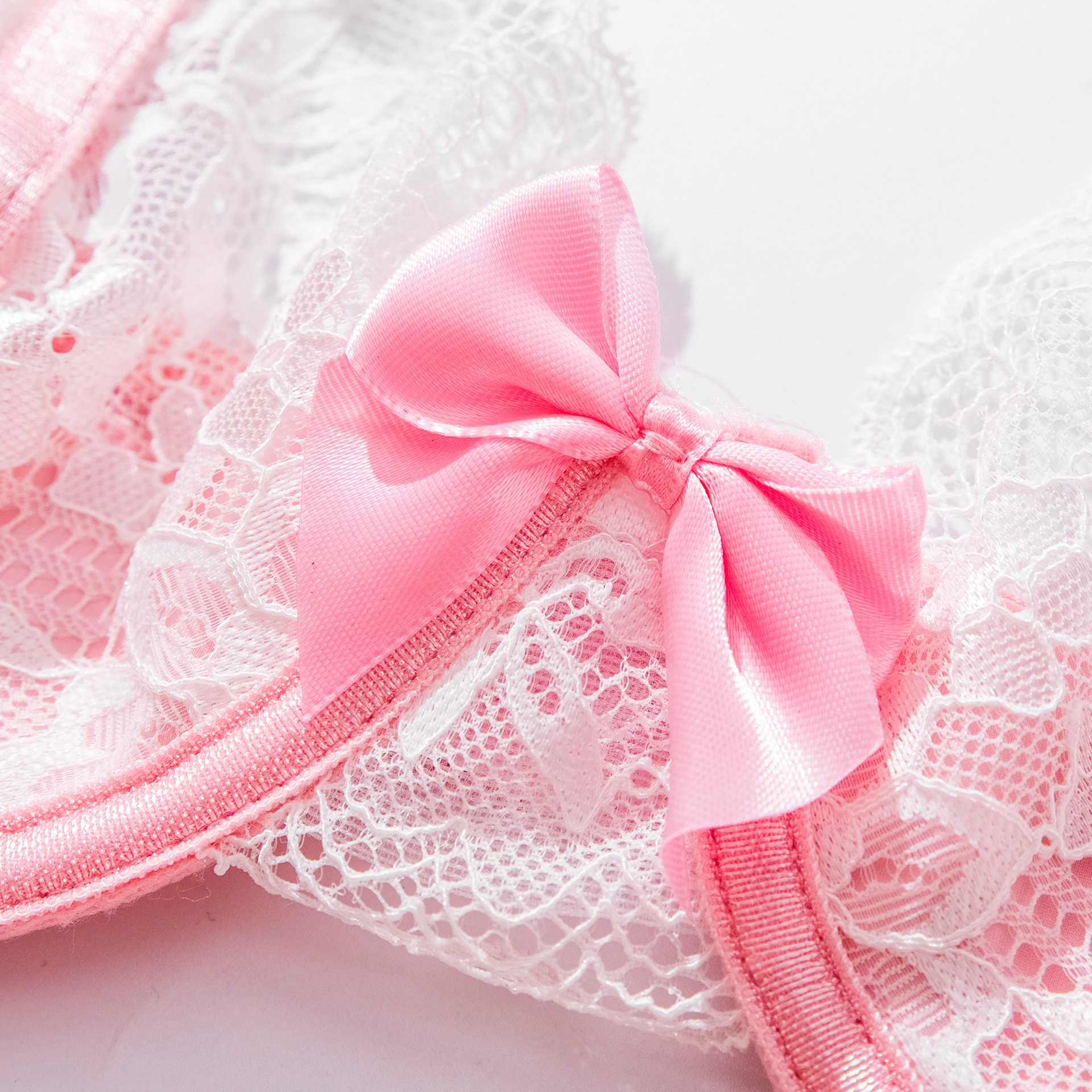 Sexy Dessous, sexy Frauen-BH mit Raffung, Spitzen-BH-Set, Dessous-Dienstmädchen-Outfit mit Stahlring-Verführung_voghion.com