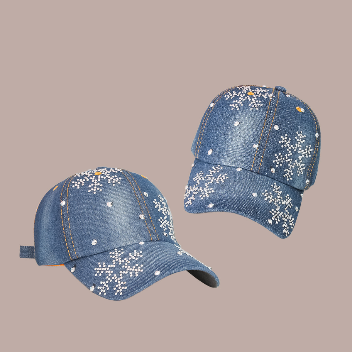 Korean Snowflake Sticker Diamond Wide Brim Sunshade Cap Wholesale display picture 2