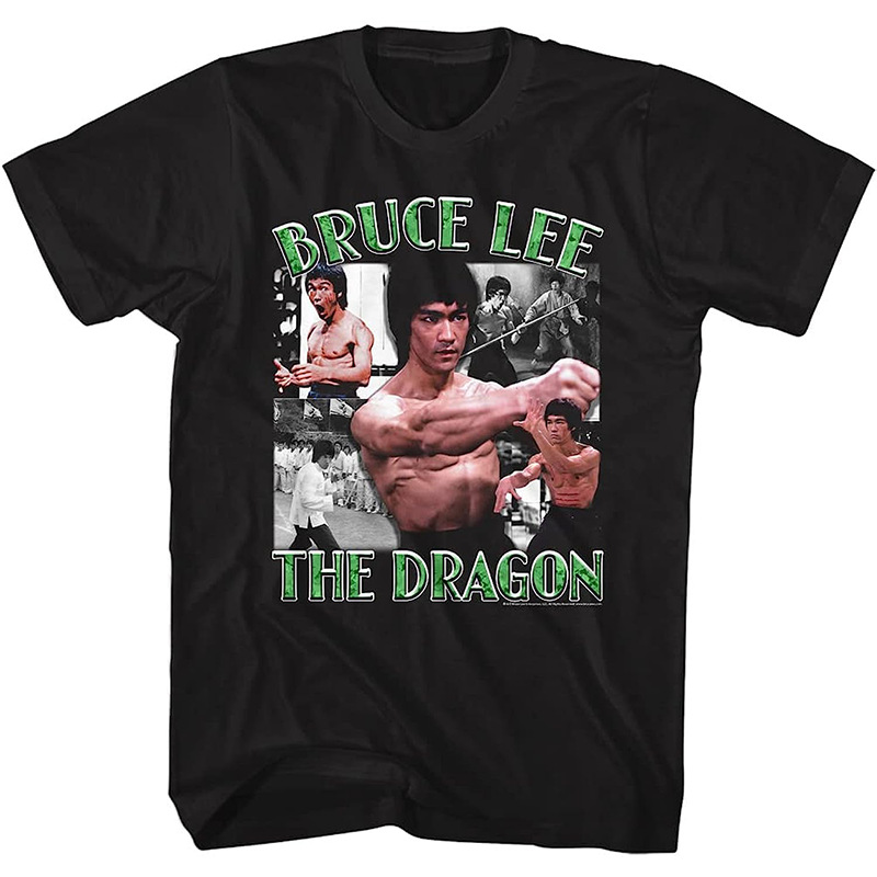 2023 Summer new style father of fighting Bruce Lee classic retro high street vintage men's short sleeve t-shirt