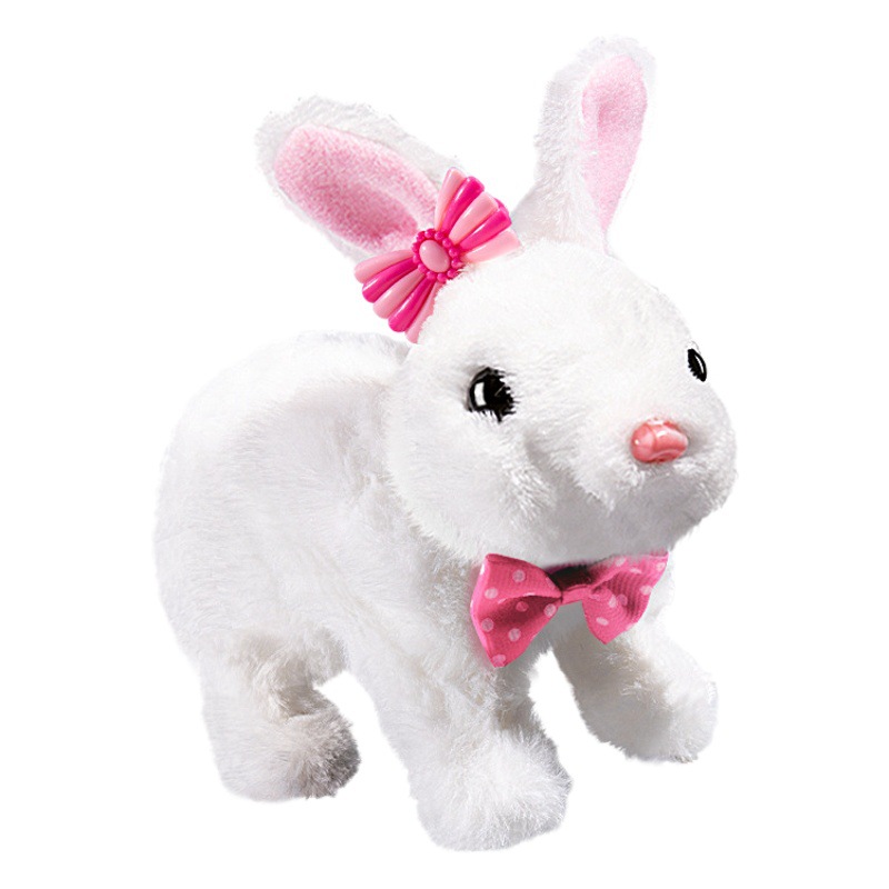 Simulación eléctrica de los niños conejito de peluche de juguete niña mascota conejito muñeca niña regalo de cumpleaños