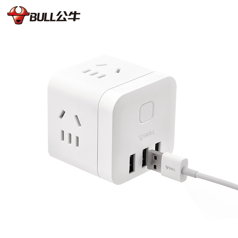 公牛插座智能无线排插数码USB无线接线板上墙面板转换器魔方插座