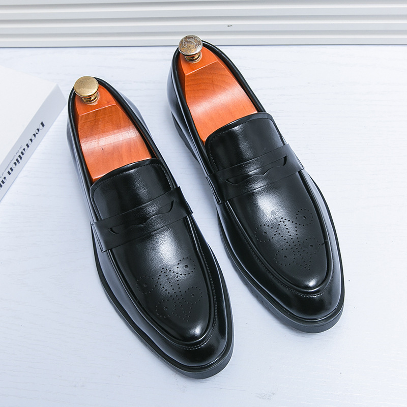 2024 cuatro estaciones británicas simple suave zapatos de cuero de negocios casual hombre zapatos de cuero de un pie zapatos de moda Lefour